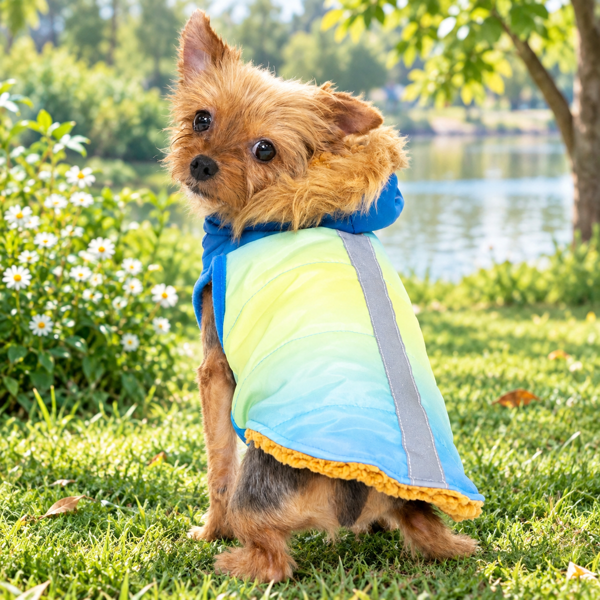 Blue Ombre Hooded Dog Jacket