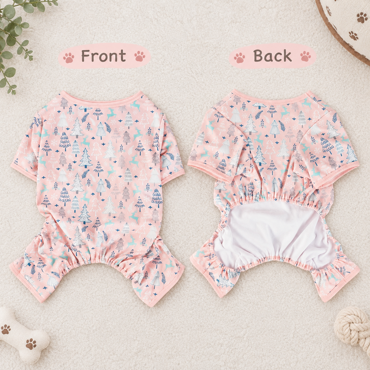 Pink Winter Print Dog Pajamas