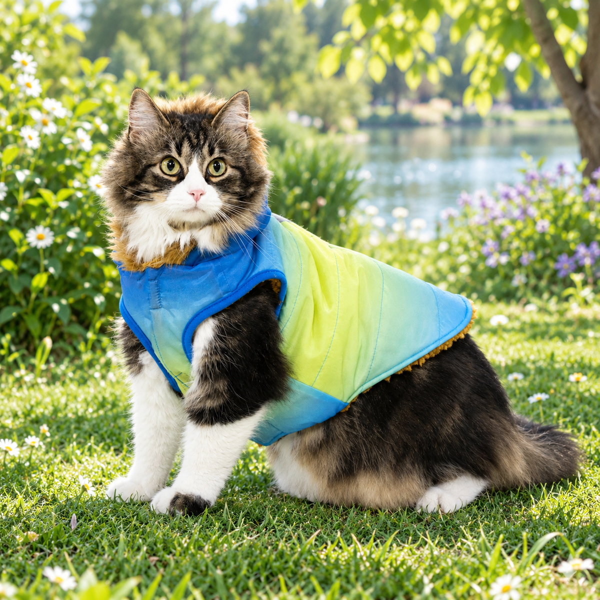 Blue Ombre Hooded Dog Jacket