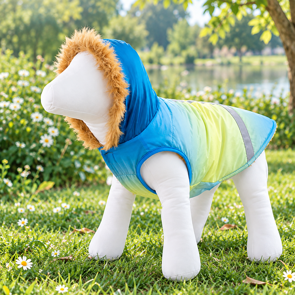 Blue Ombre Hooded Dog Jacket