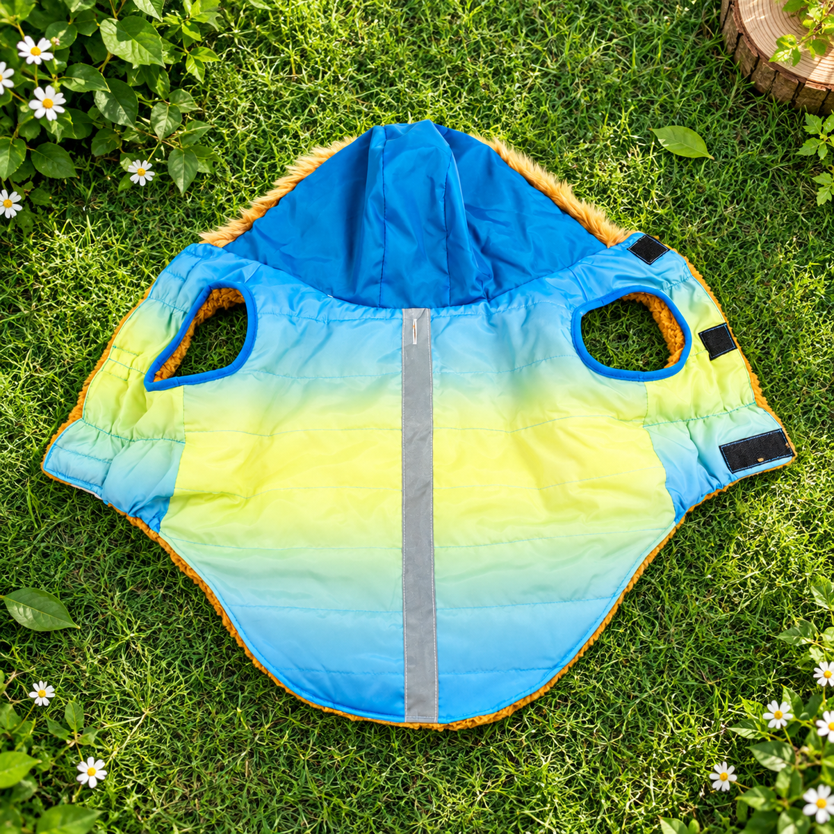 Blue Ombre Hooded Dog Jacket