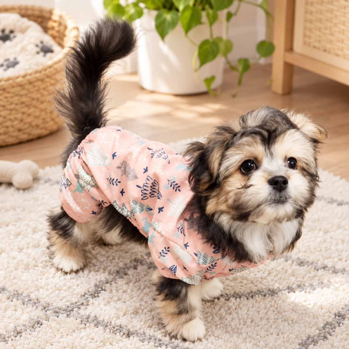 Pink Winter Print Dog Pajamas